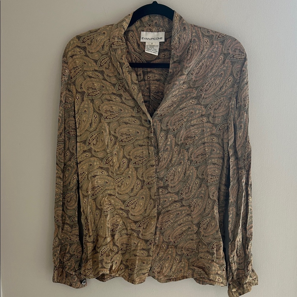 Evan Picone Paisley Silk Blouse